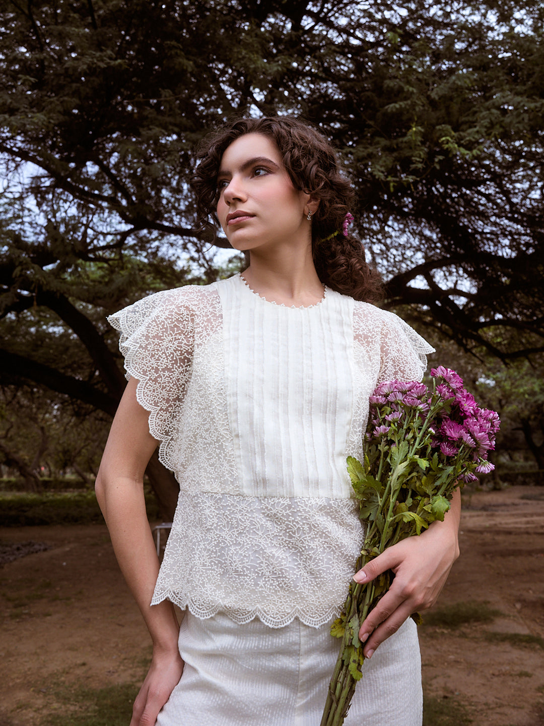 Lace Detailed Top - White