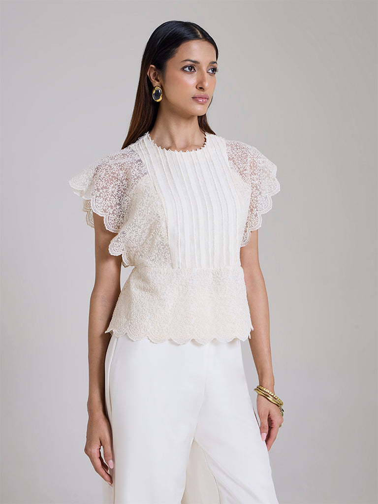 Lace Detailed Top - White
