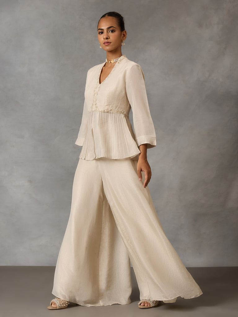 Festive Flared Bottom Pants – Ivory