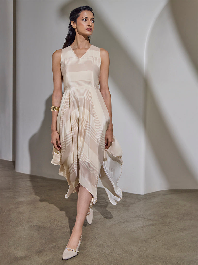 Striped Dress - Beige