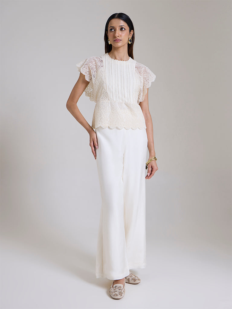 Solid Straight-Leg Pants - White