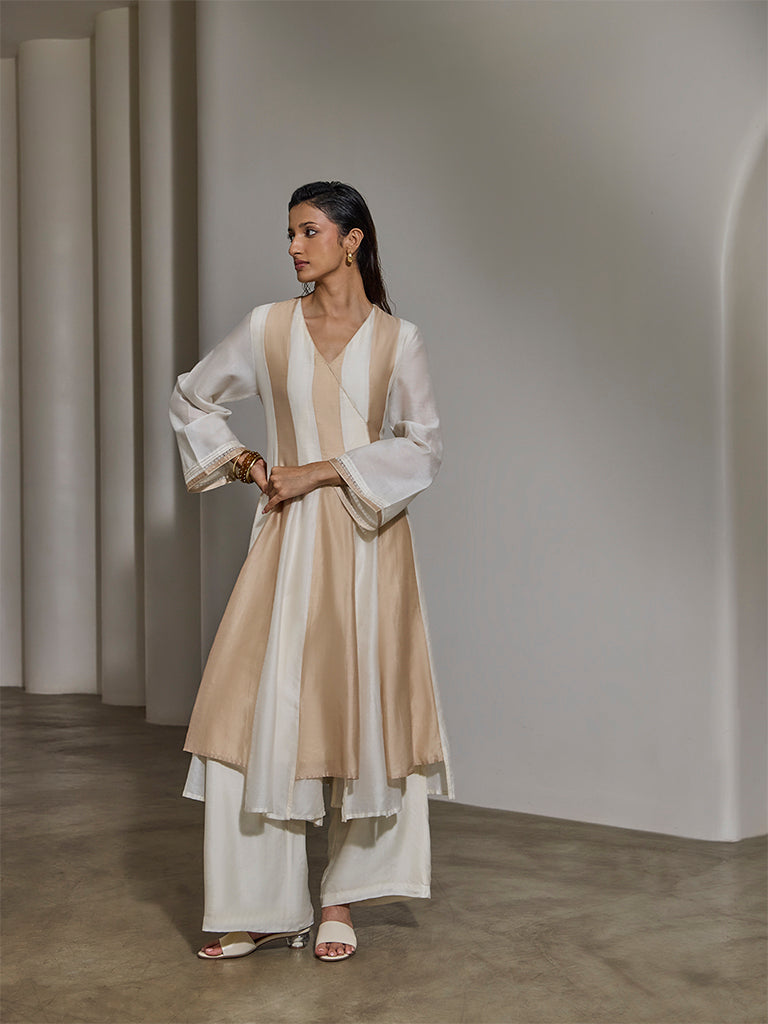 Colour-Block Kurta – Ivory