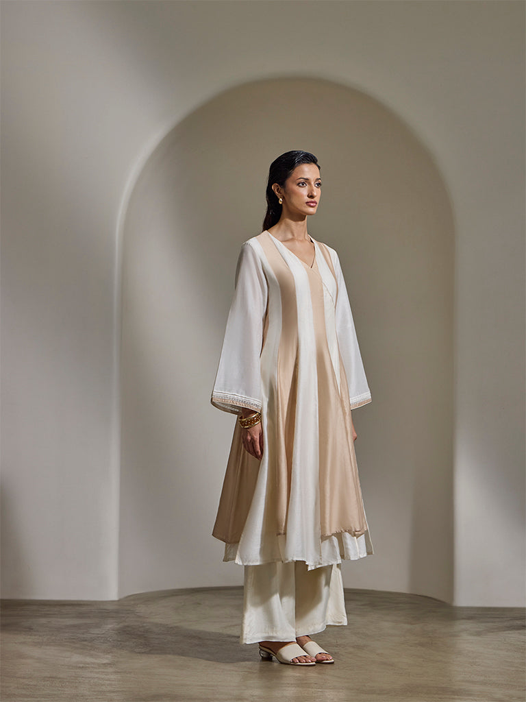 Colour-Block Kurta – Ivory