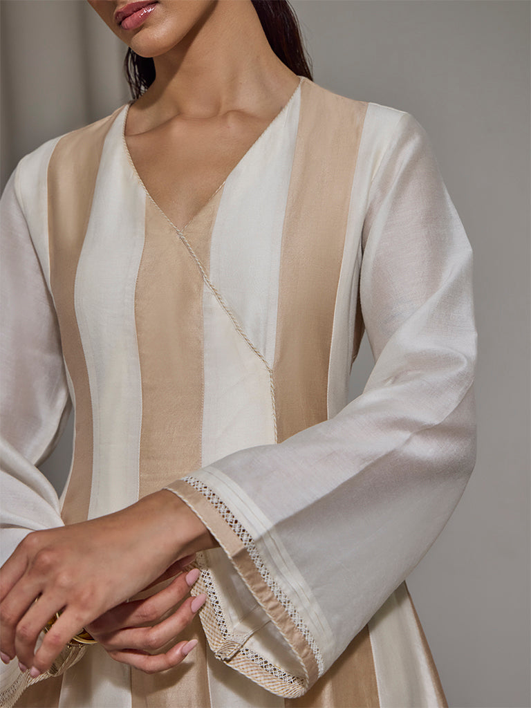 Colour-Block Kurta – Ivory