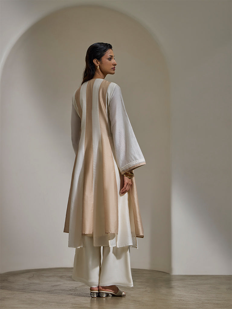 Colour-Block Kurta – Ivory