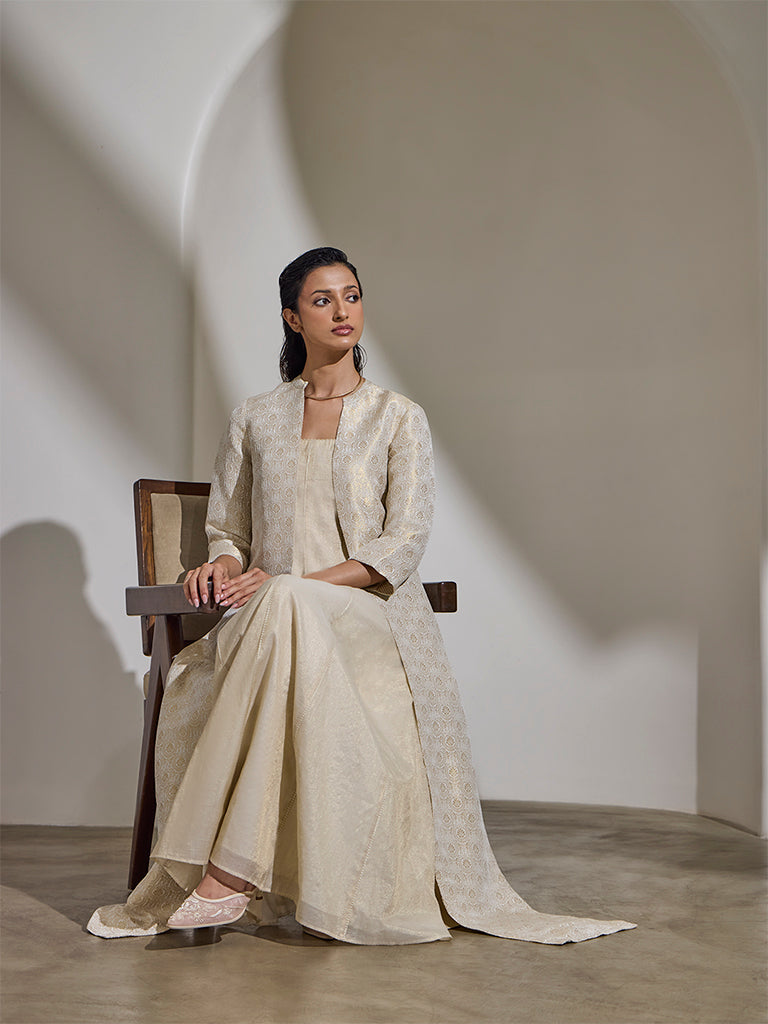 Dress with Brocade Jacket – Cream