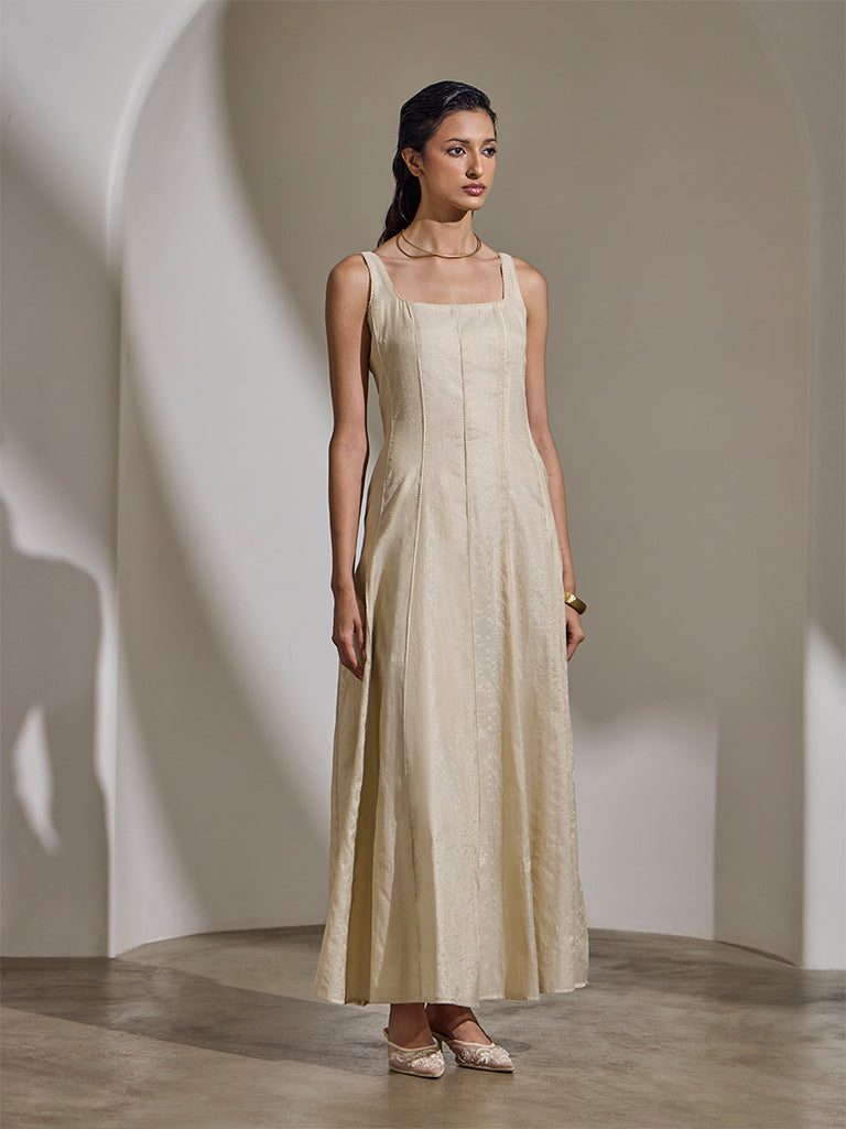 Dress with Brocade Jacket – Cream