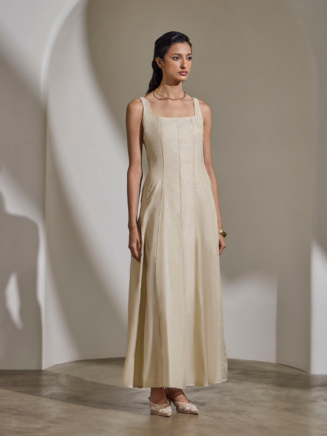 Dress with Brocade Jacket – Cream