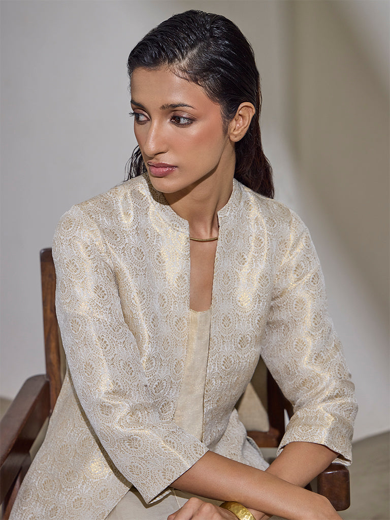 Dress with Brocade Jacket – Cream