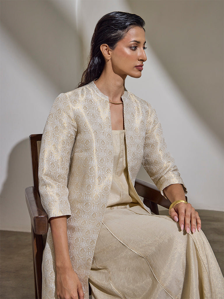 Dress with Brocade Jacket – Cream