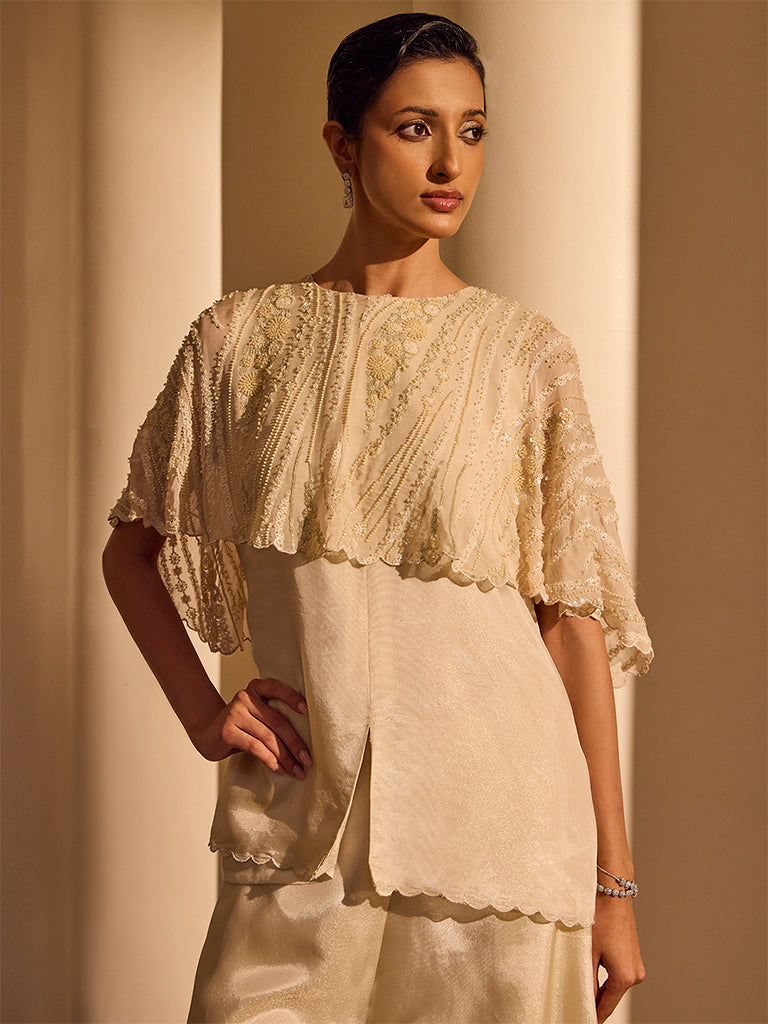 Embellished Cape – Cream