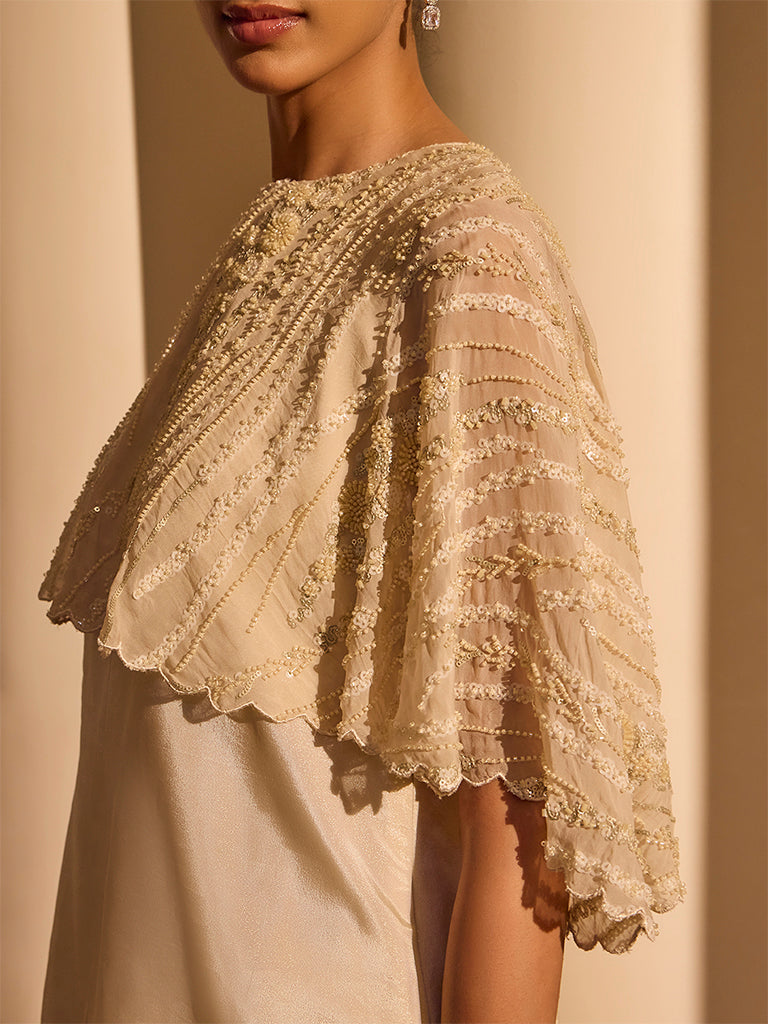 Embellished Cape – Cream