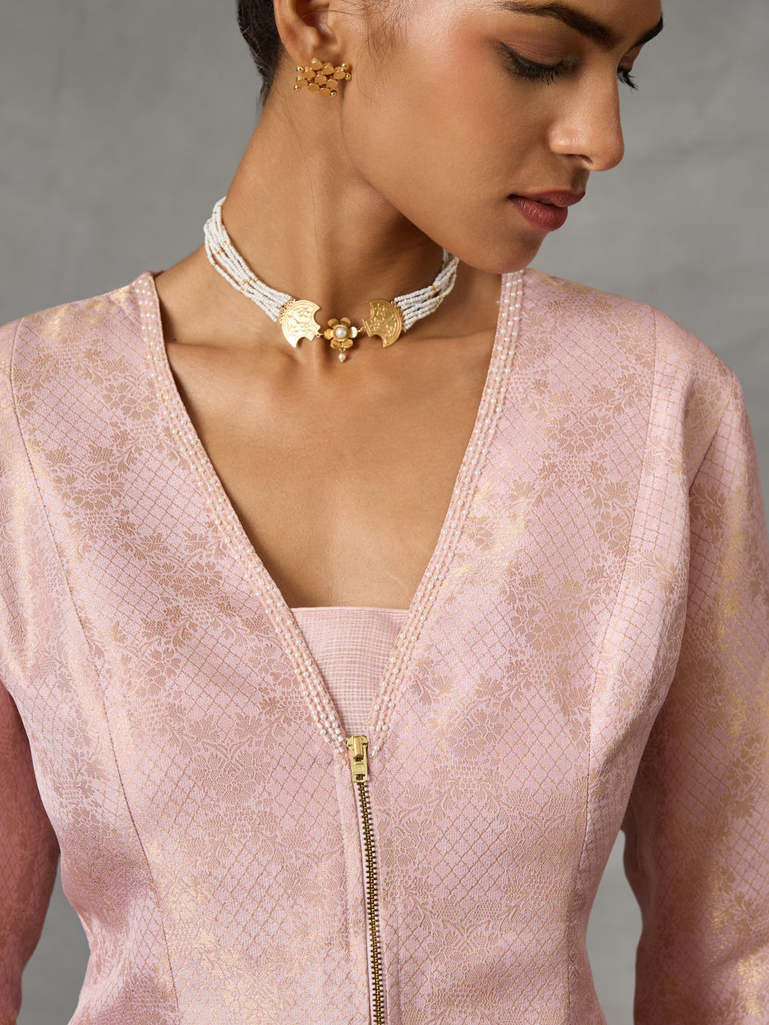 Jacquard Jacket with High-Low Tissue Skirt