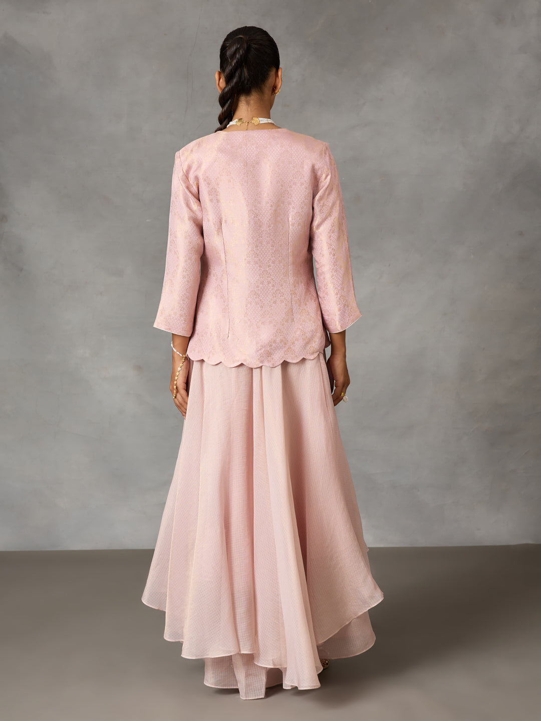 Jacquard Jacket with High-Low Tissue Skirt
