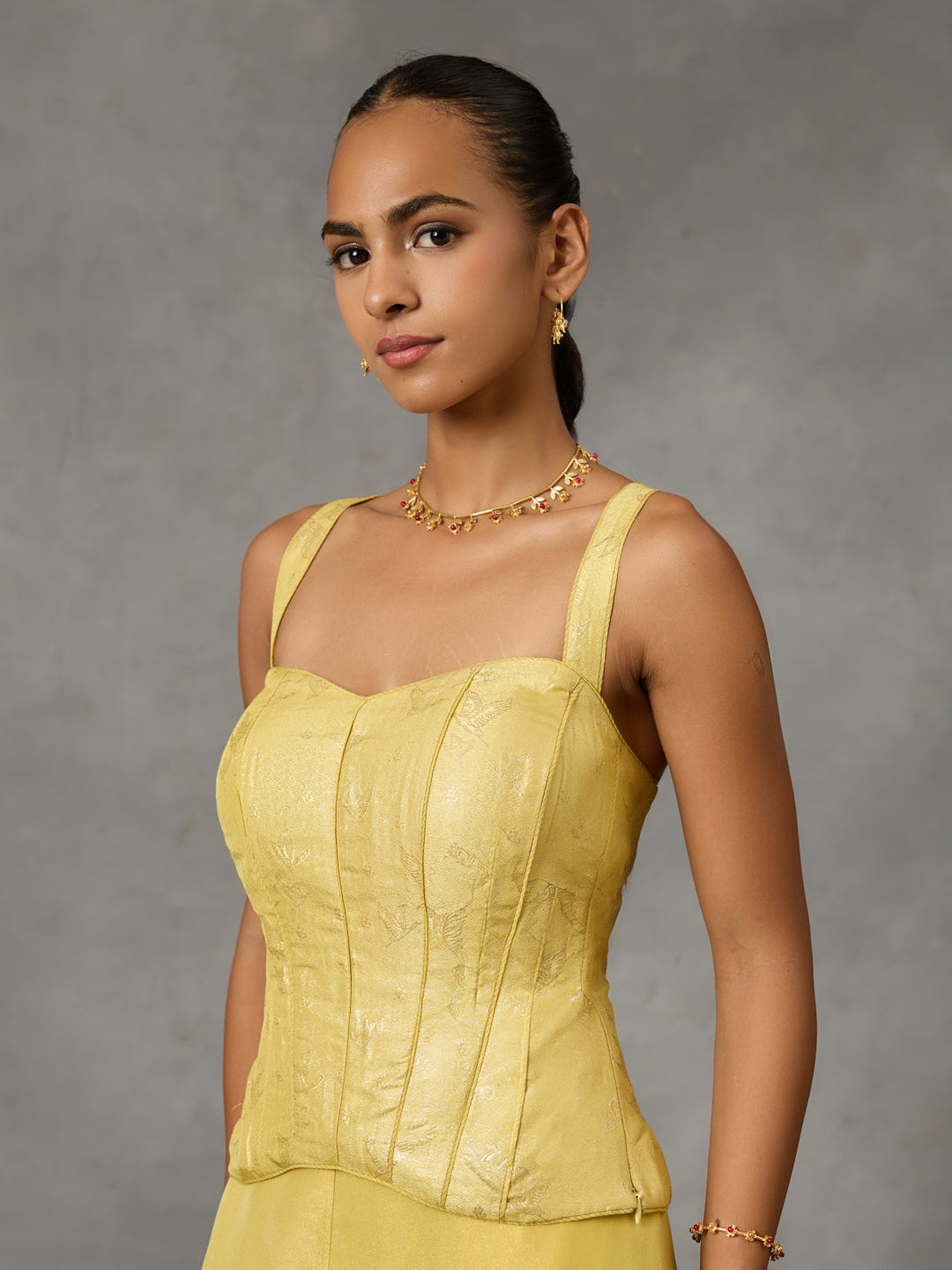 Jacquard Corset - Yellow