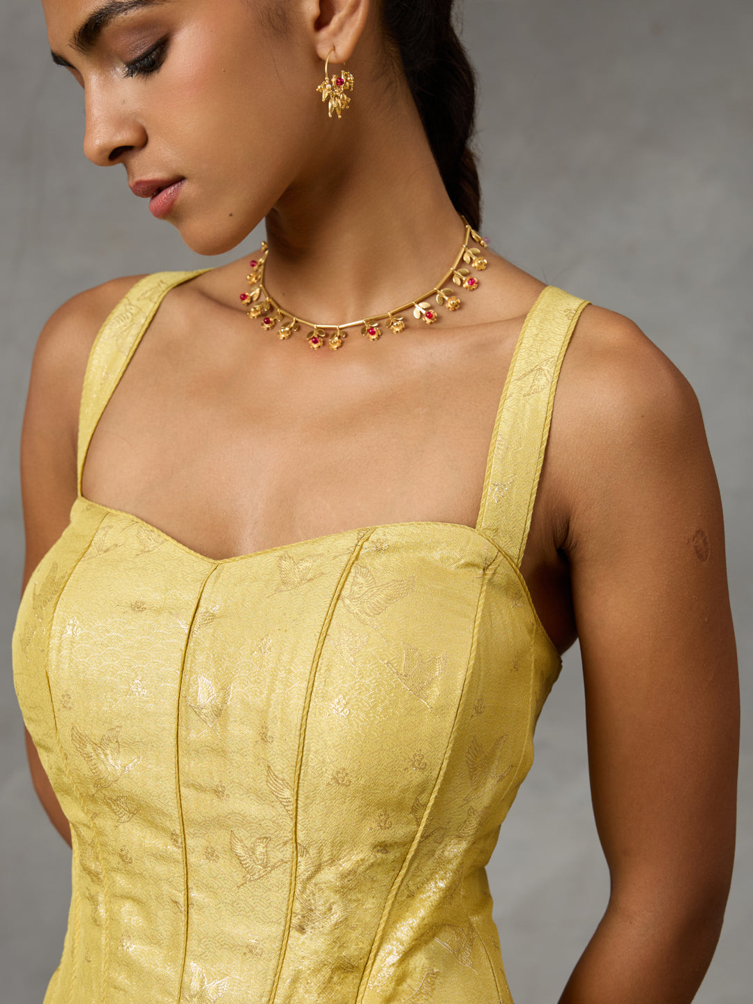Jacquard Corset - Yellow