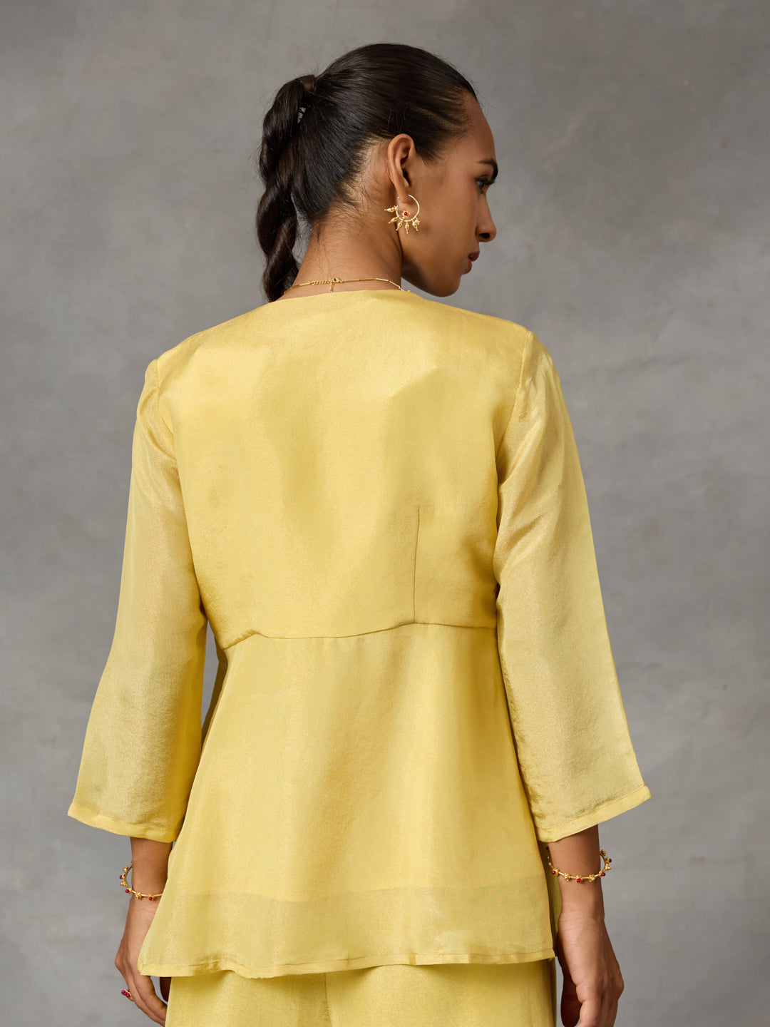 Embroidered Jacket Top – Yellow