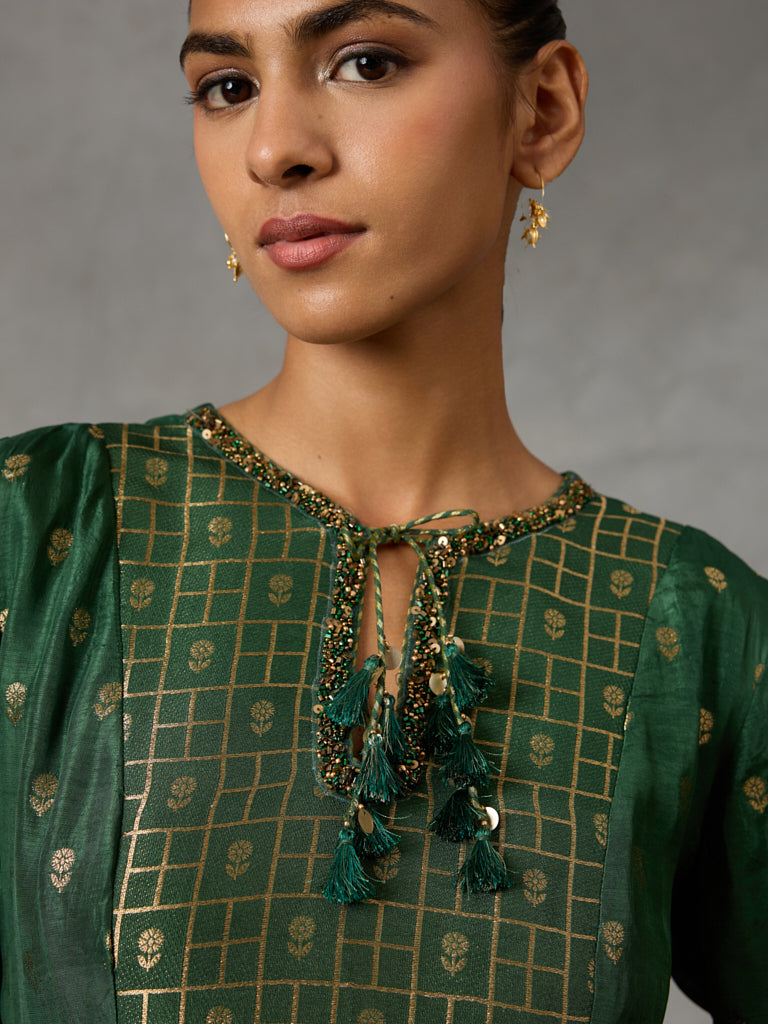 Jacquard Kurta - Green