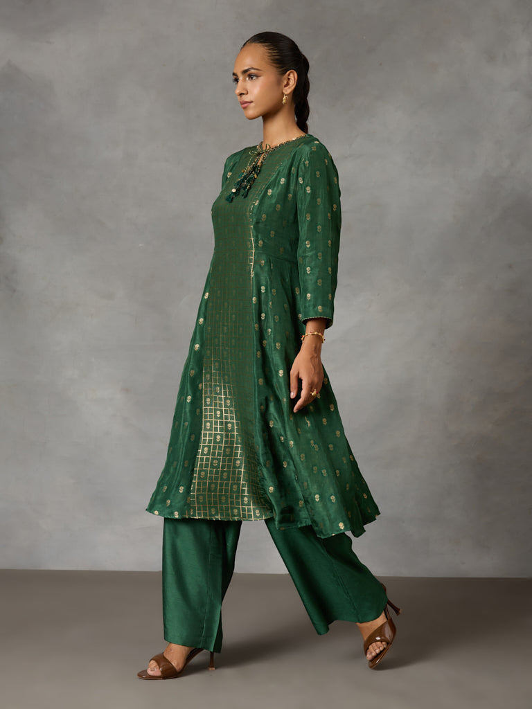 Jacquard Kurta - Green