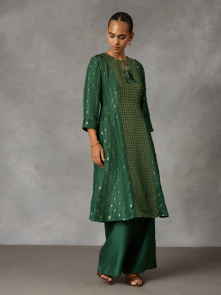Jacquard Kurta - Green