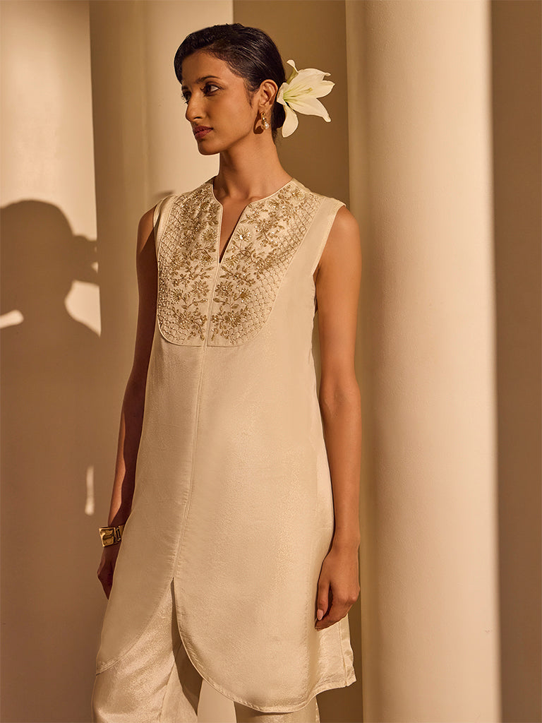Embroidered Kurta – Cream