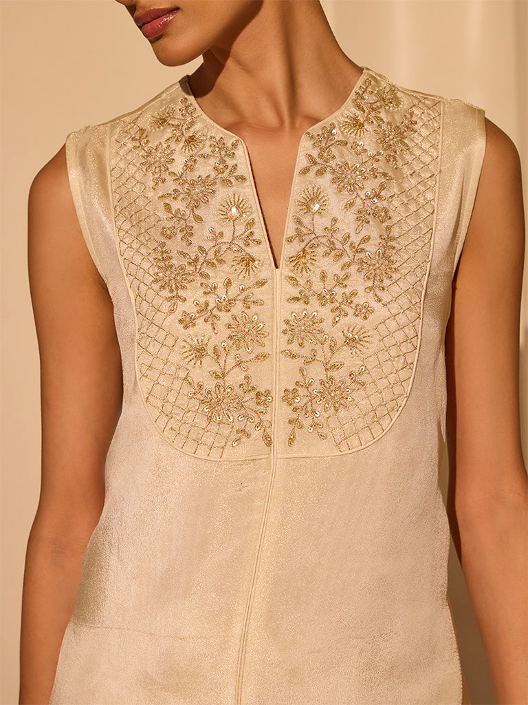 Embroidered Kurta – Cream