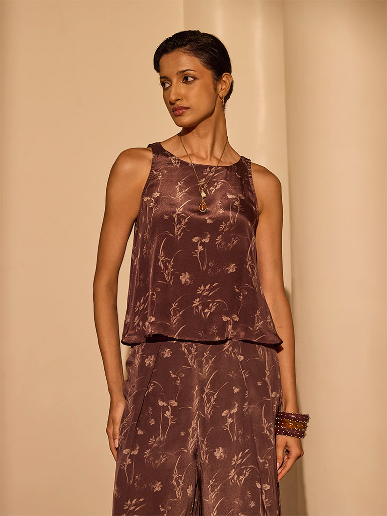 Botanical Print Co-ord Set – Brown