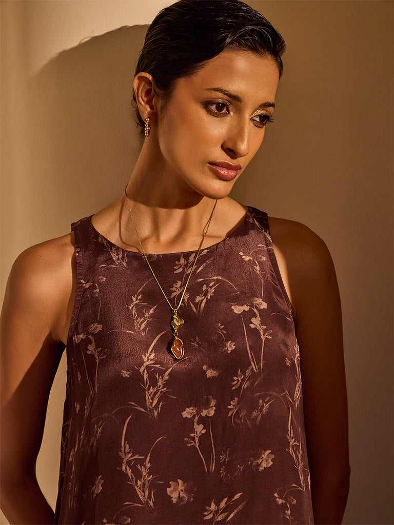 Botanical Print Co-ord Set – Brown