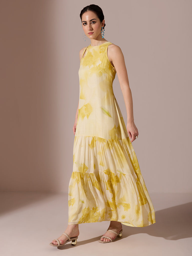 Printed Maxi Dress – Yellow