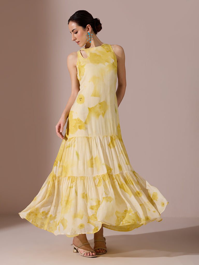 Printed Maxi Dress – Yellow