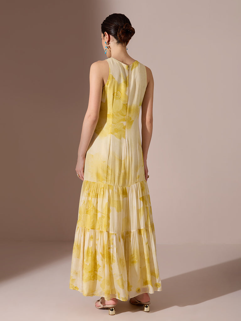 Printed Maxi Dress – Yellow