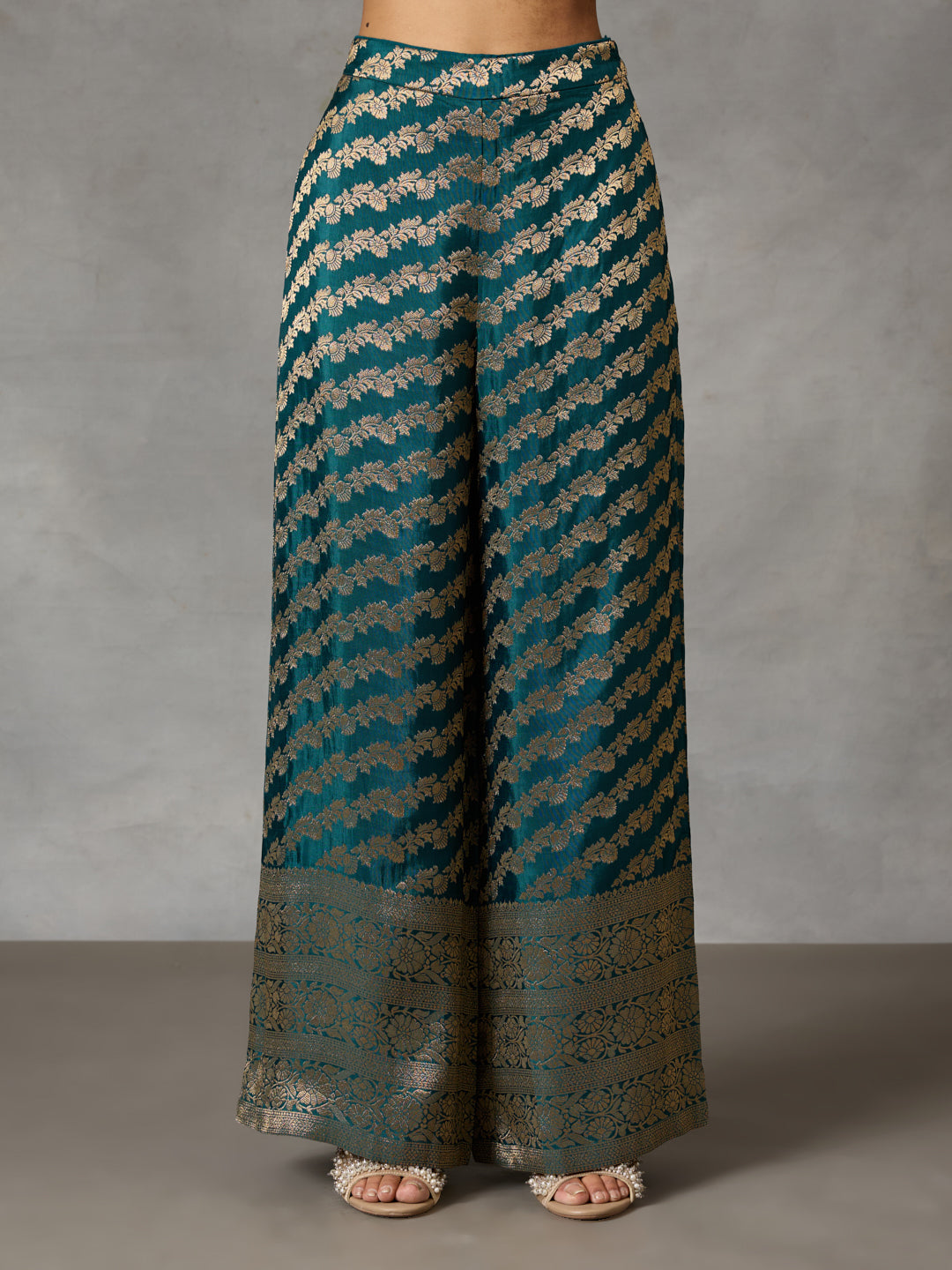 Jacquard Palazzo Pants – Teal