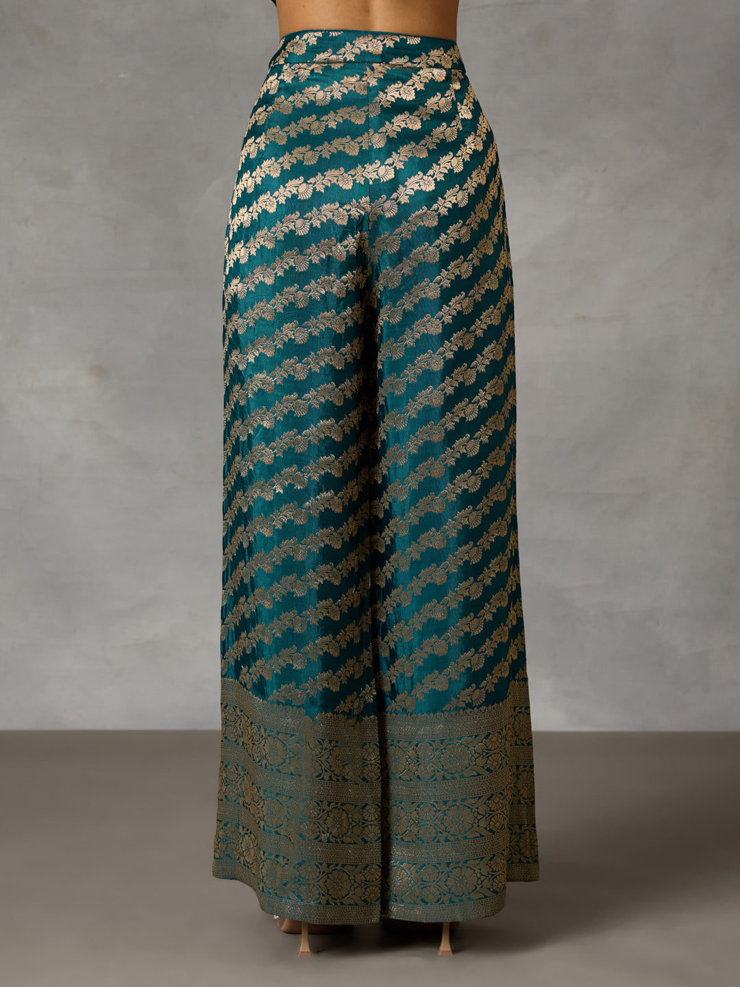 Jacquard Palazzo Pants – Teal