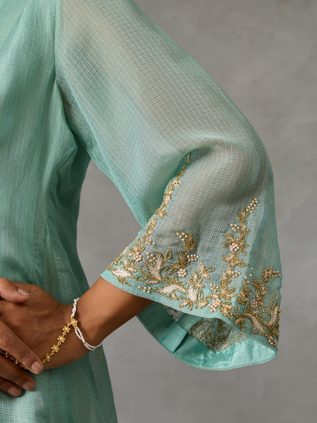 Embroidered A-Line Kurta – Blue