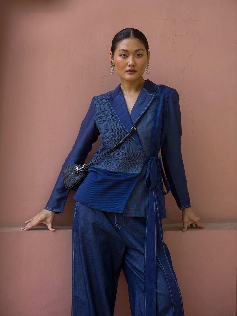 Denim Wrap Jacket - Blue