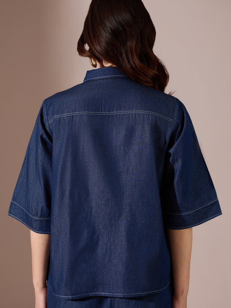 Denim Wrap Jacket - Blue