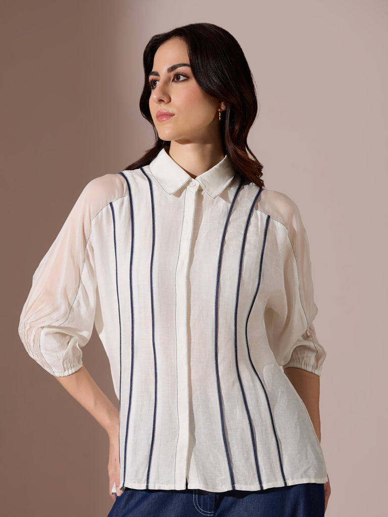 Pinstripe Shirt - White