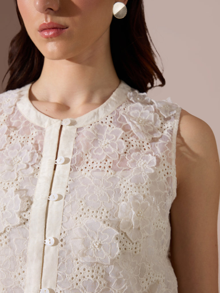 Floral Lace Top - White