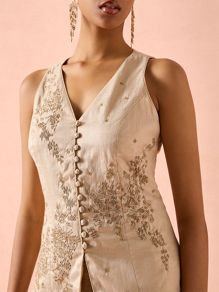 Embellished Waistcoat – Beige