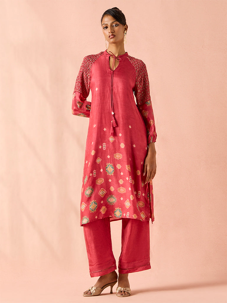 Printed Kurta Set – Pink