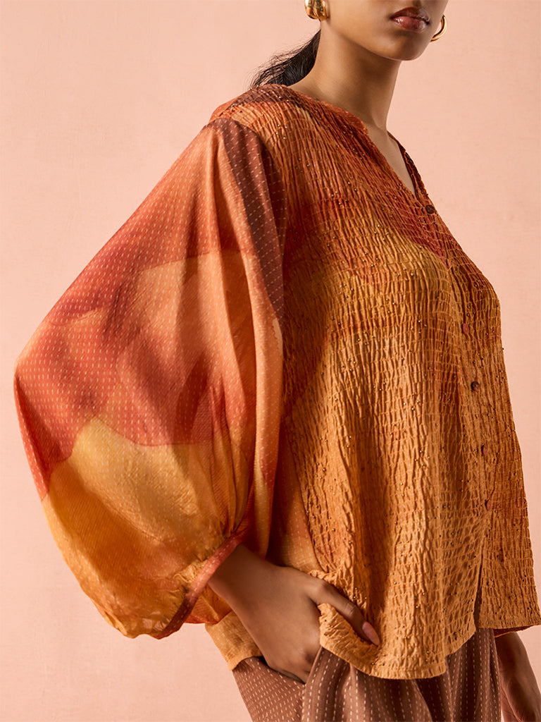 Textured Co-Ord Set – Orange