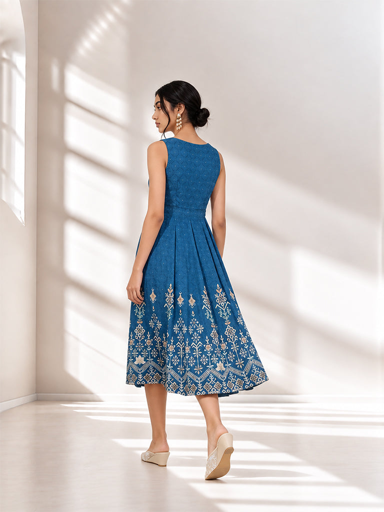 Printed Maxi Dress - Blue