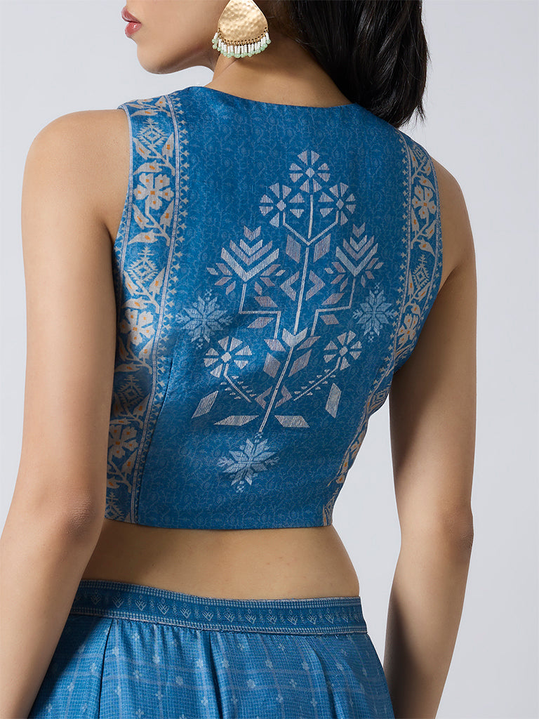 Printed Cropped Top - Blue