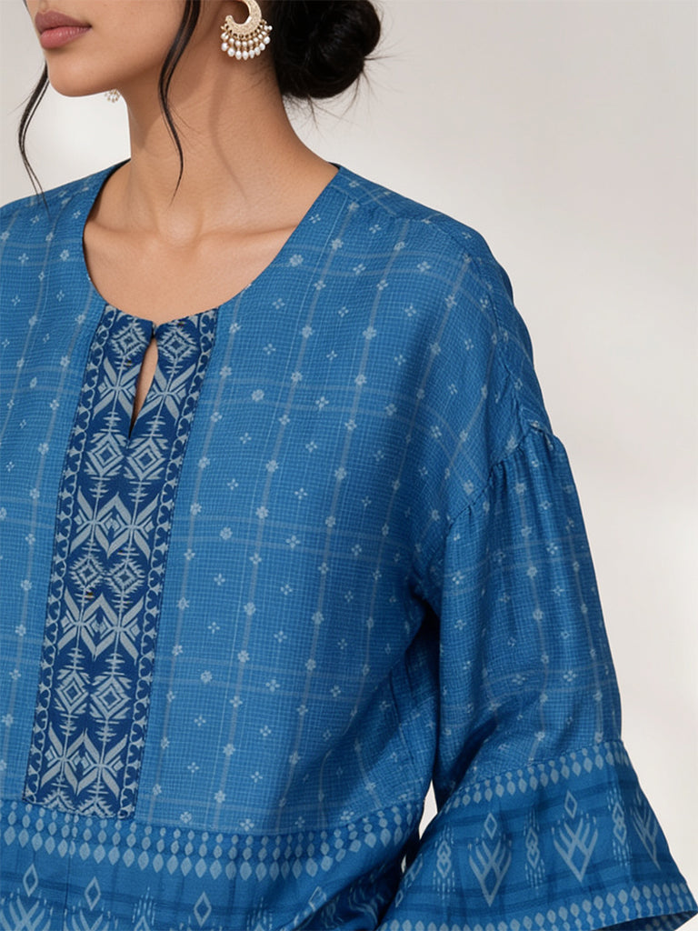 Geometric Printed Top - Blue