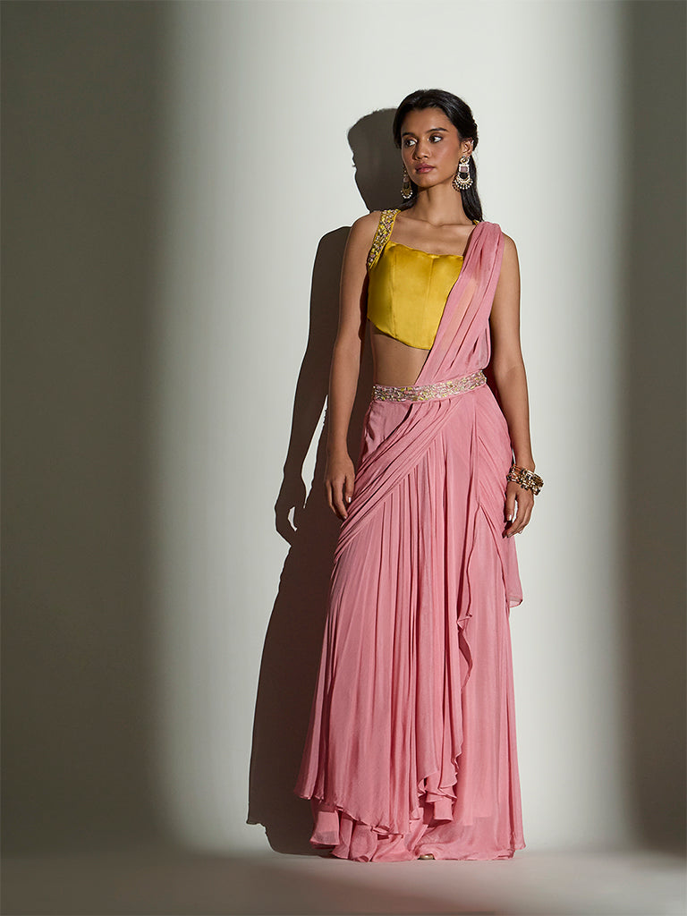 Embellished Open-Back Top – Yellow