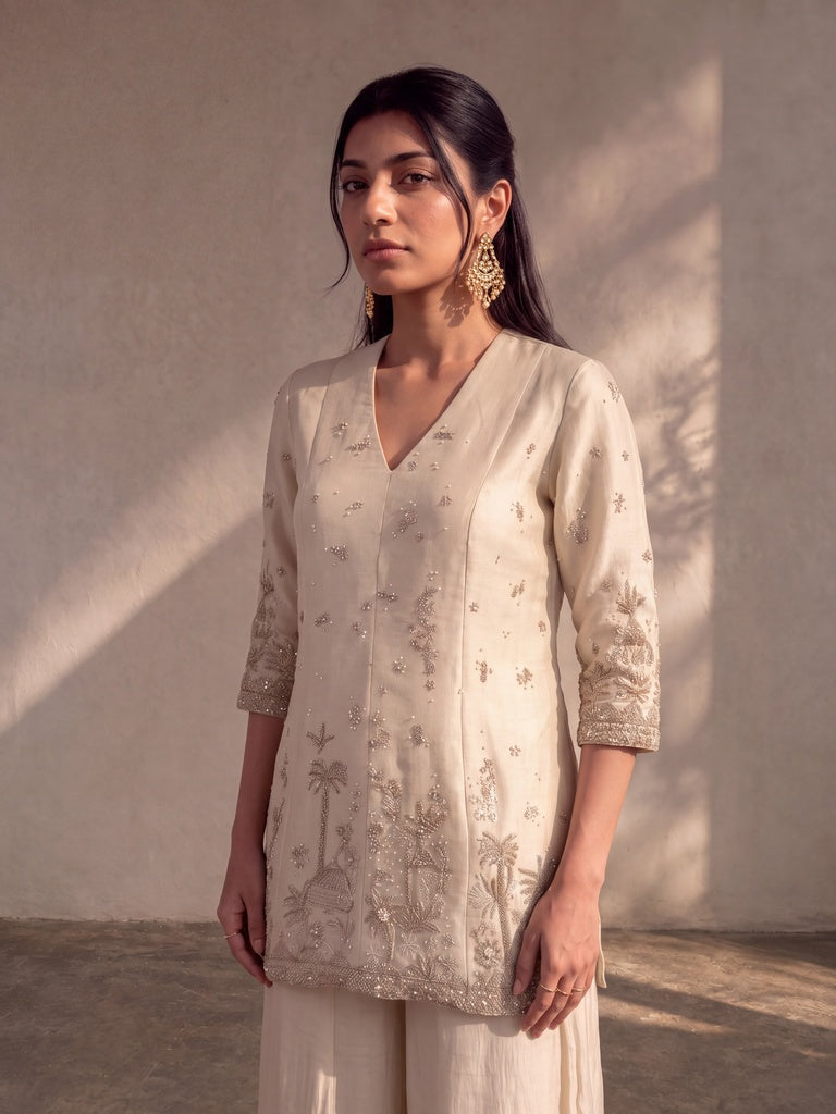 Samoh Embroidered Kurta - Ivory