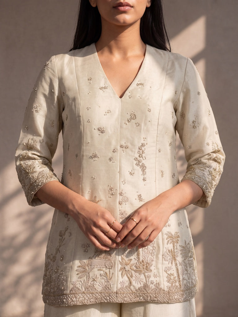 Samoh Embroidered Kurta - Ivory