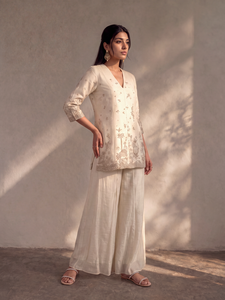Samoh Embroidered Kurta - Ivory