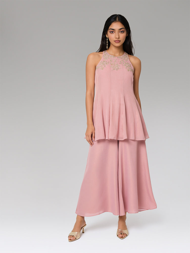 Floral Embellished Kurta – Pink