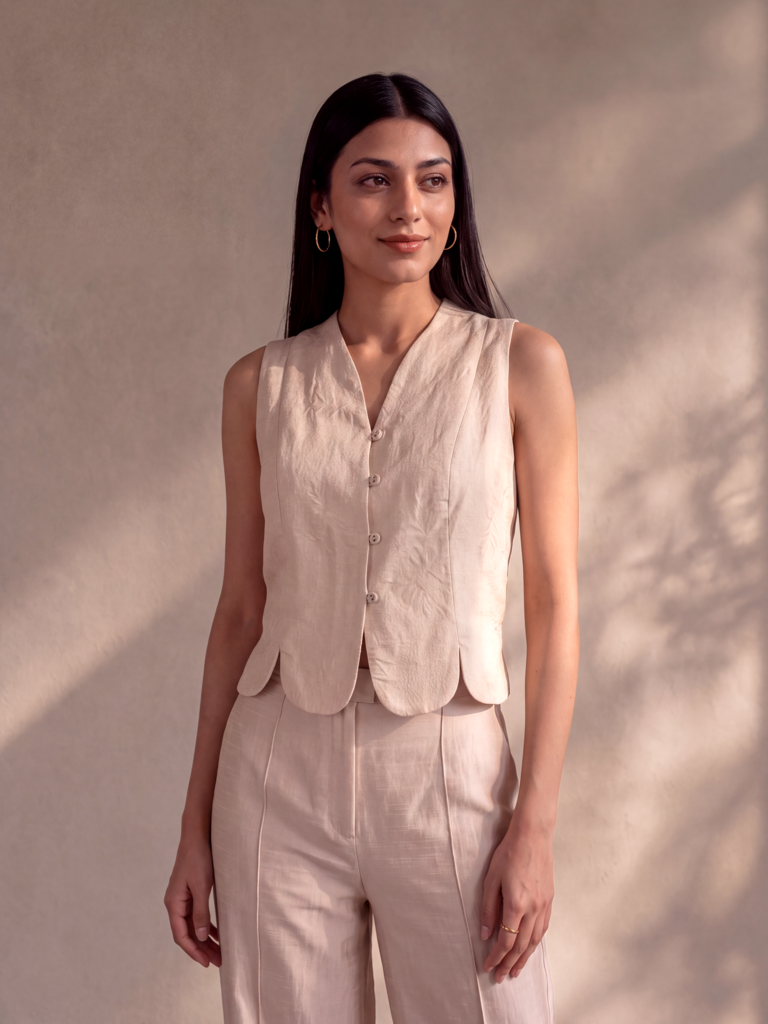 Scallop Top - Beige